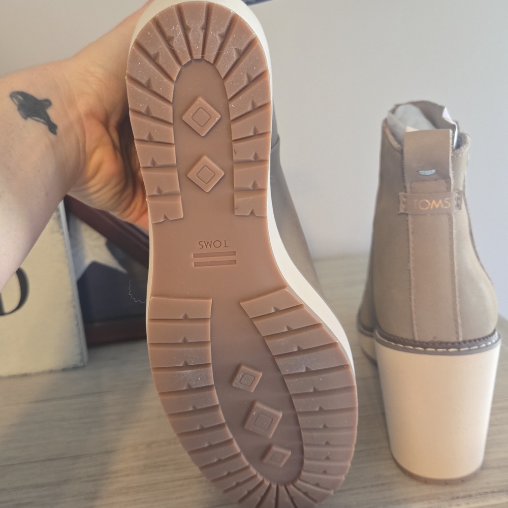 Women's Taupe Wedge Ankle Boots - Stylish Everyday Comfort - Picture 4 of 6